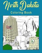 North Dakota Coloring Book: Adult Painting on USA States Landmarks and Iconic, Stress Relief Activity Books