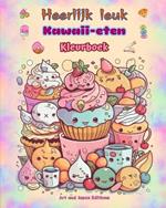 Heerlijk leuk Kawaii-eten Kleurboek Schattige kawaii-ontwerpen voor fijnproevers: Kawaii kunstafbeeldingen van eten voor ontspanning en creativiteit