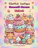 K?stlich lustiges Kawaii-Essen Malbuch Niedliche Kawaii-Designs f?r Essensliebhaber: Kawaii Art Bilder einer sch?nen Welt des Essens f?r Entspannung und Kreativit?t