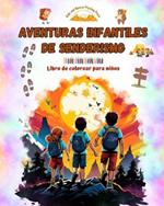 Aventuras infantiles de senderismo - Libro de colorear para ni?os - Dibujos divertidos y creativos de excursiones: Encantadora colecci?n de lindas escenas de senderismo para ni?os