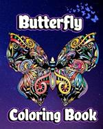 Butterfly Coloring Book: Beautiful Butterflies and Easy Floral Patterns for Adults and Seniors