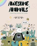 Coloring Books For Kids: Awesome Animals: Cute animal mandala coloring book For Kids Aged 7+