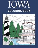 Iowa Coloring Book: Adult Painting on USA States Landmarks and Iconic, Stress Relief Activity Books