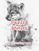 Painted Wolves Adult Coloring Book Grayscale Images By TaylorStonelyArt: Volume I