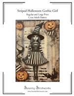 Striped Halloween Gothic Girl Cross Stitch Pattern: Regular and Large Print Chart