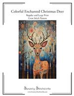 Colorful Enchanted Christmas Deer Cross Stitch Pattern: Regular and Large Print Chart