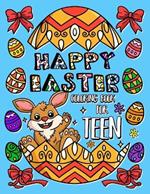 Happy Easter Coloring Book for Teens: Large print easter egg designs to colour