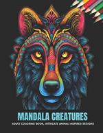 Mandala Creatures: Adult Coloring Book, Intricate Animal Inspired Designs, 50 Pages, 8.5 x 11 inches