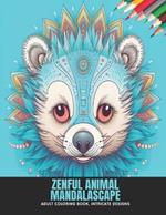 Zenful Animal Mandalascape: Adult Coloring Book, Intricate Designs, 50 Pages, 8.5 x 11 inches