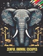 Zenful Animal Escapes: Relaxing Coloring Book for Mindful Moments, 50 Pages, 8.5 x 11 inches