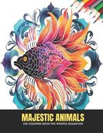 Majestic Animals: Zen Coloring Book for Mindful Relaxation, 50 Pages, 8.5 x 11 inches