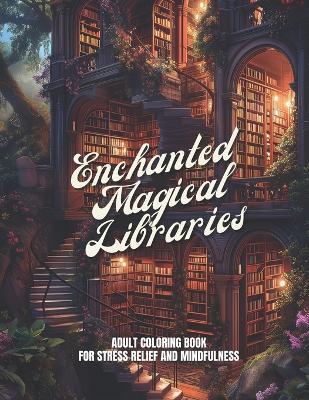 Enchanted Magical Libraries: A Coloring Book For Stress Relief, Meditation And Relaxation - 30 Pages To Color - Inkredible Pages - cover