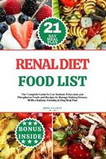 Renal Diet Food List: The Complete Guide to Low Sodium, Potassium and Phosphorus Foods and Recipes to Manage Kidney Disease, With a Kidney-friendly 21 Day Meal Plan