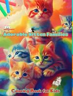 Adorable Kitten Families - Coloring Book for Kids - Creative Scenes of Endearing and Playful Cat Families: Cheerful Images of Lovely Kittens for Children's Relaxation and Fun