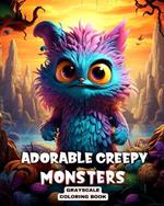 Adorable Creepy Monsters Grayscale Coloring Book: Zen Colouring Pages for Adults and Teens, Cute Monsters and Fantasy Creature