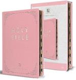 KJV Holy Bible, Giant Print Thinline Large format, Pink Premium Imitation Leathe r with Ribbon Marker, Red Letter, and Thumb Index 